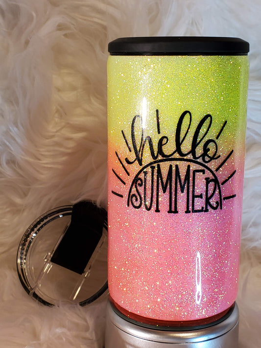 4-in-1 “Hello Summer” Ombre Glitter Tumbler