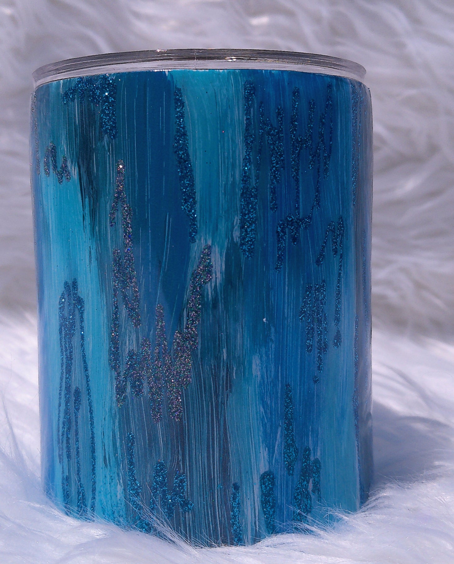 10oz Blue and Gray Scribble Glitter Tumbler
