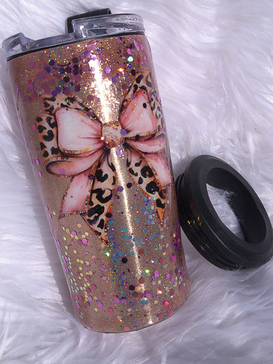 4 in 1 Bow and Leopard Print Tumbler