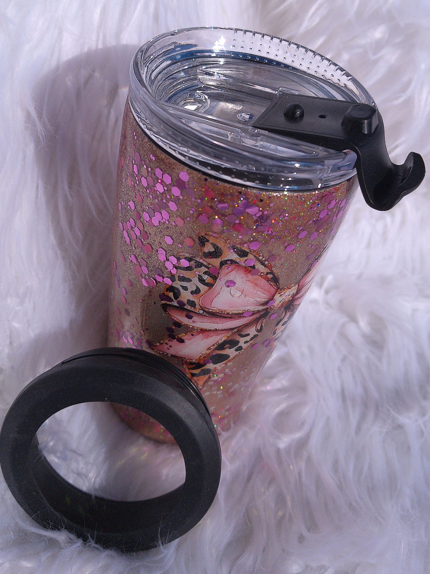 4 in 1 Bow and Leopard Print Tumbler