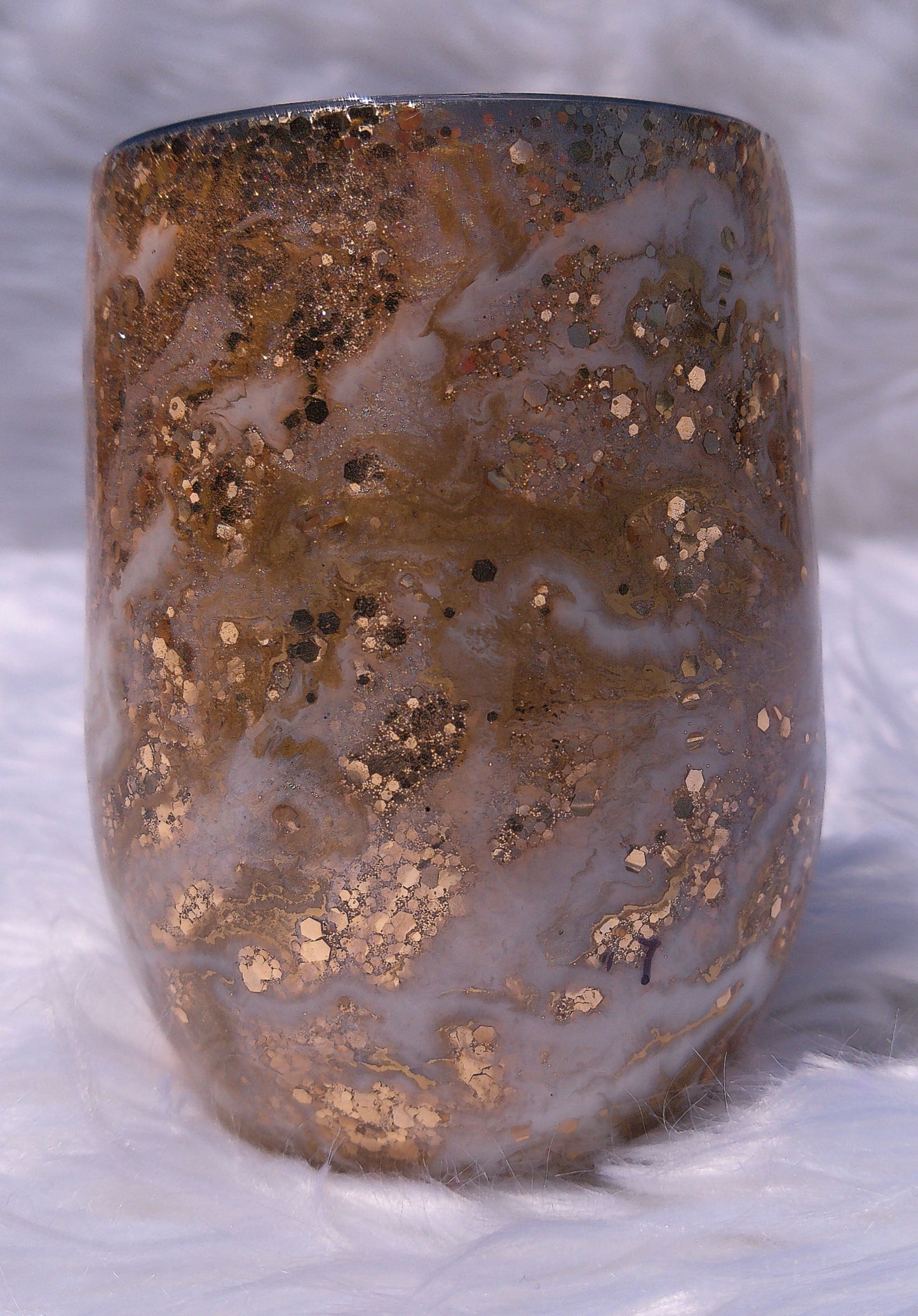 12oz Gold and White Milky Way Epoxy Wine Tumbler