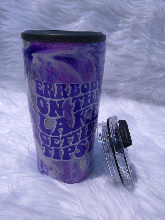 4 in 1 Errbody on the Lake Gettin' Tipsy Purple Marble Glitter Tumbler