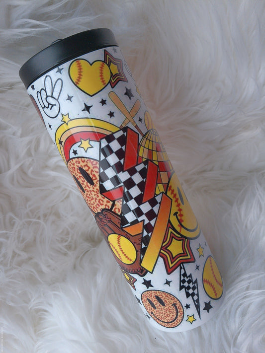 20oz Duo Smiley Softball Sublimated Tumbler