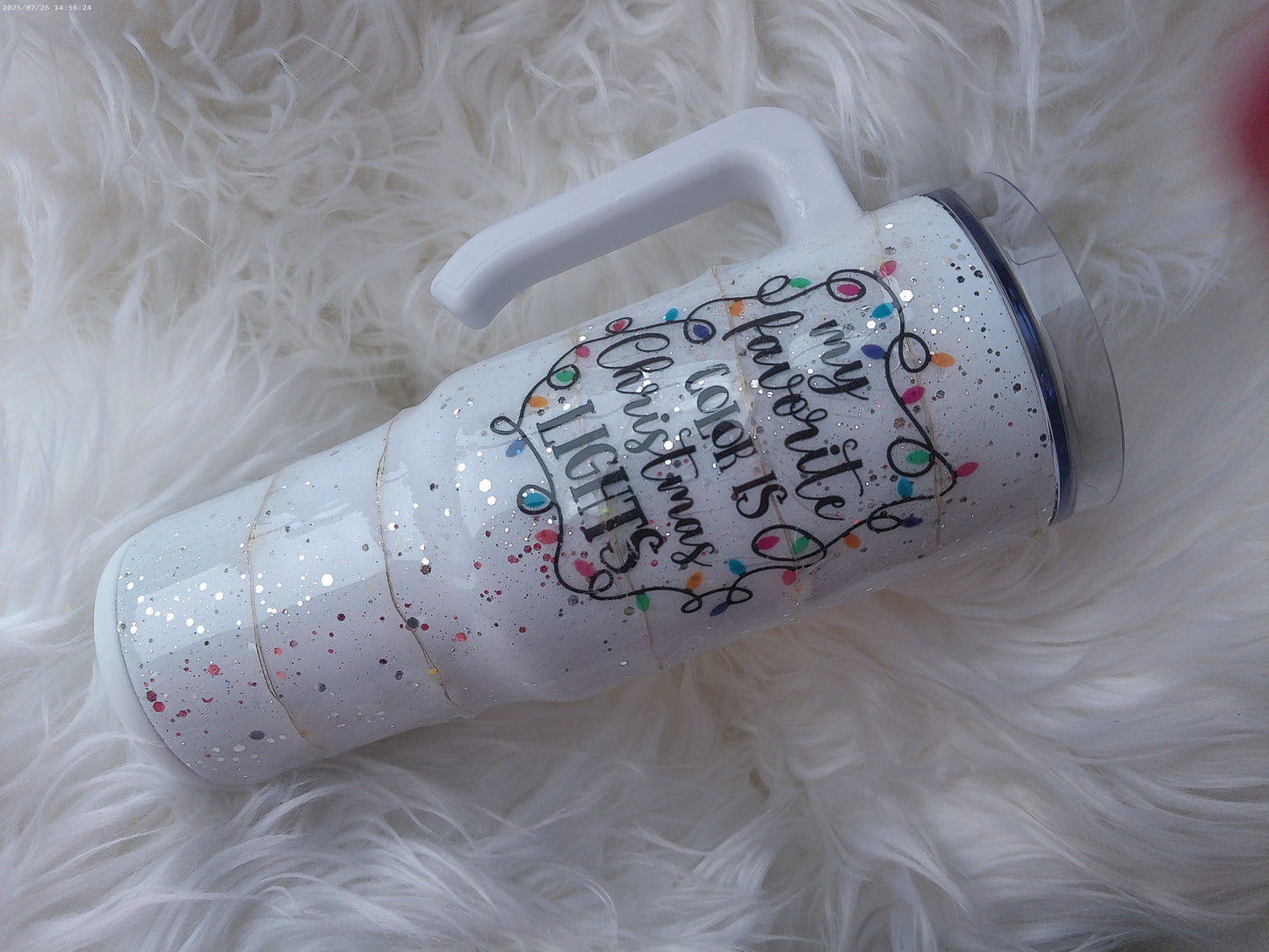 30oz Handled "My Favorite Color is Christmas Lights" Light Up Epoxy Tumbler